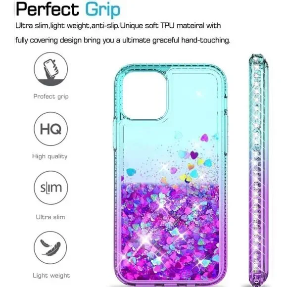 NEW LeYi iPhone 11 Case W/ 2 Tempered Glass Protectors Teal Glitter - Picture 7 of 10